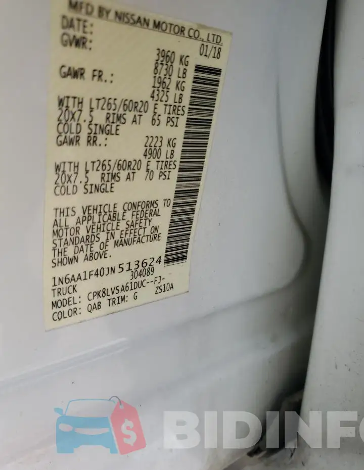 1N6AA1F40JN513624 Photo# 13