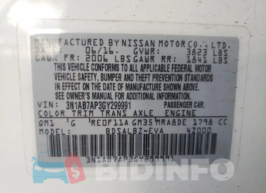 3N1AB7AP3GY299991 Photo# 12