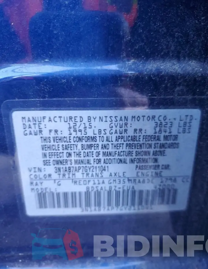 3N1AB7AP7GY211041 Photo# 12