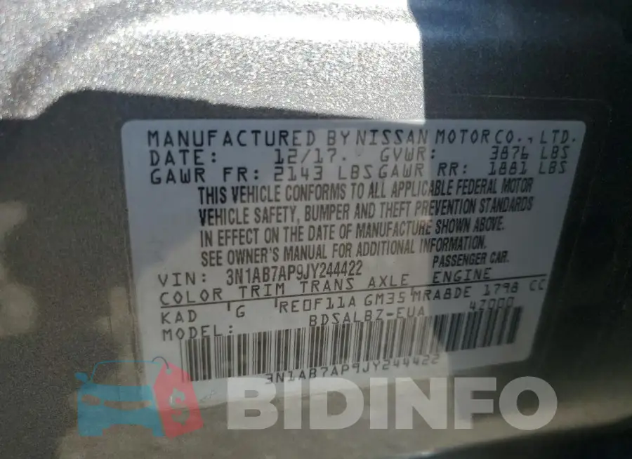 3N1AB7AP9JY244422 Photo# 12