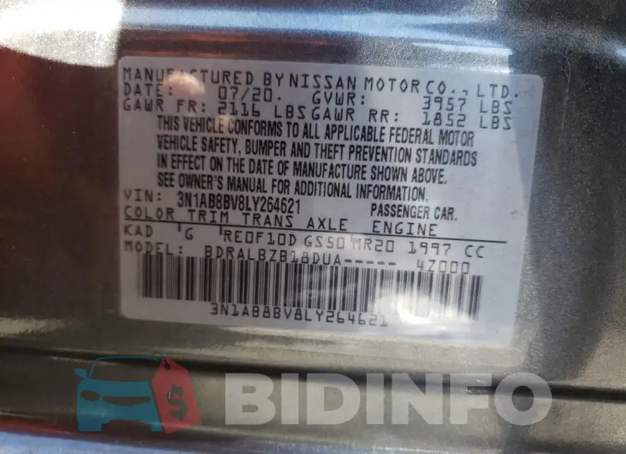 3N1AB8BV8LY264621 Photo# 13
