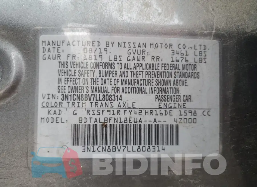 3N1CN8BV7LL808314 Photo# 12