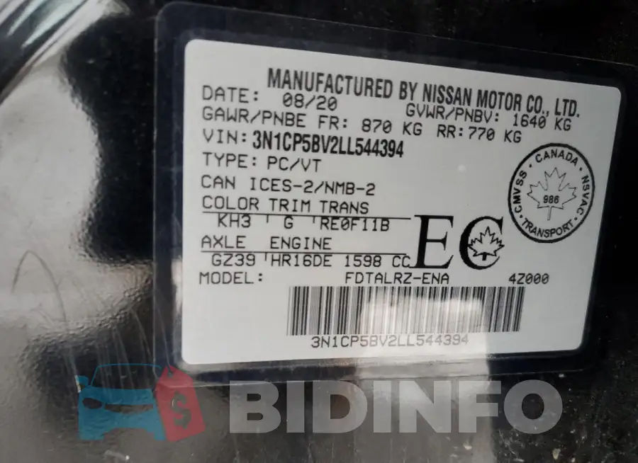 3N1CP5BV2LL544394 Photo# 12