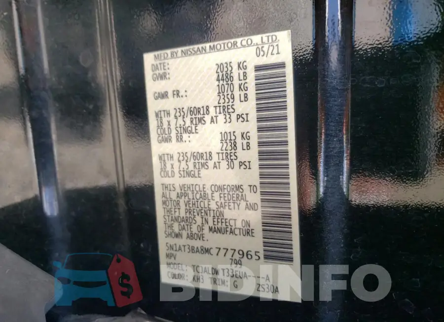5N1AT3BA8MC777965 Photo# 13