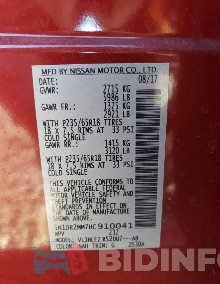 5N1DR2MM7HC910041 Photo# 14