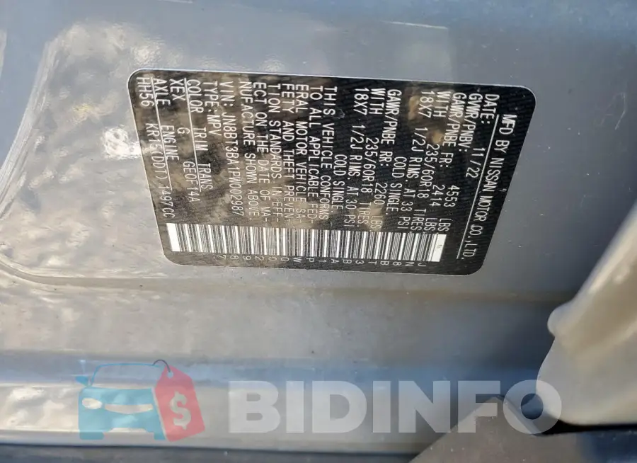 JN8BT3BA1PW002987 Photo# 13