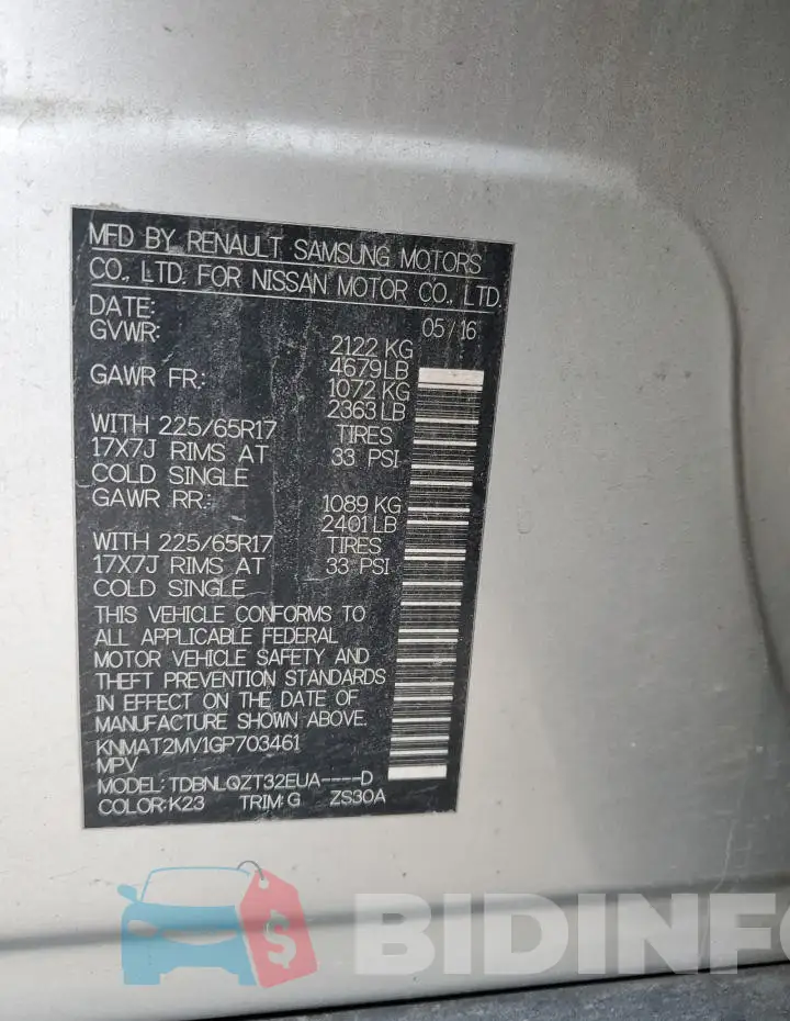 KNMAT2MV1GP703461 Photo# 13