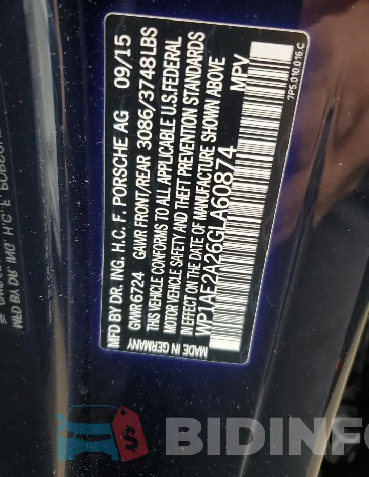 WP1AE2A26GLA60874 Photo# 13