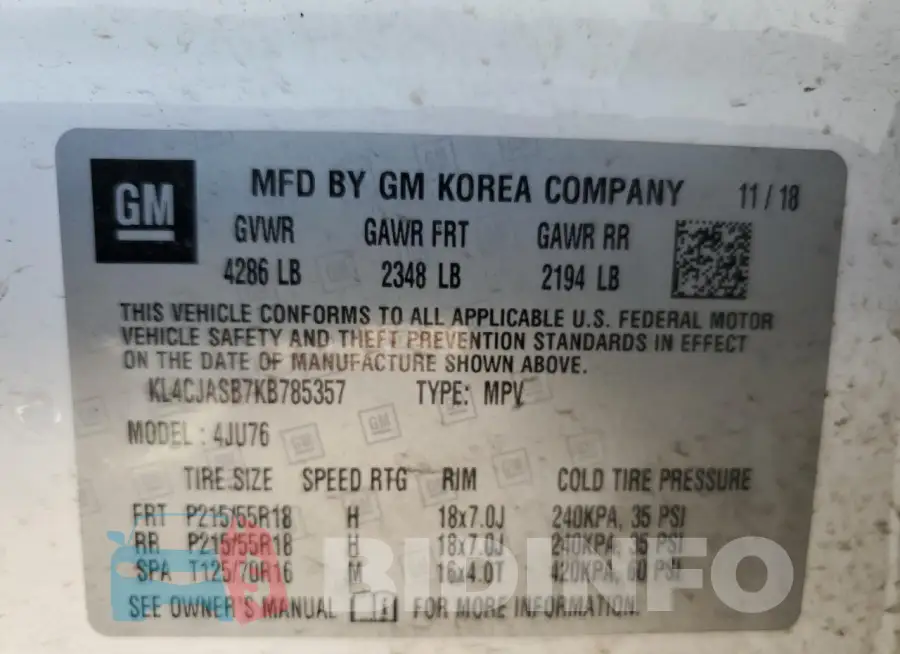 KL4CJASB7KB785357 Photo# 13