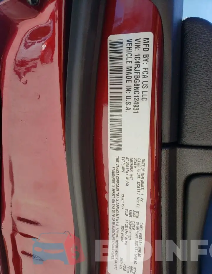 1C4RJFBG8NC124931 Photo# 13