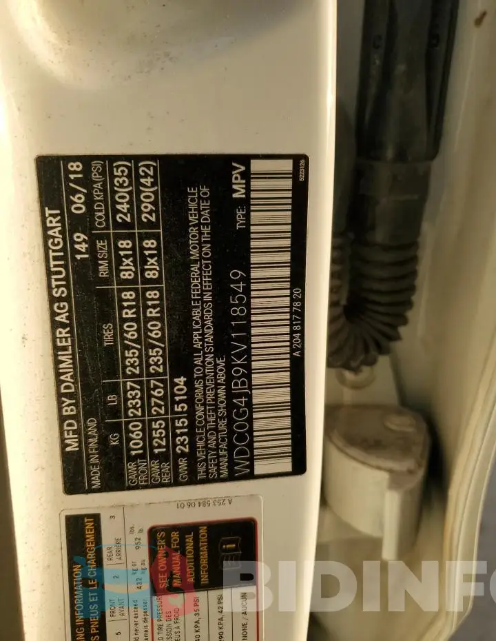 WDC0G4JB9KV118549 Photo# 13