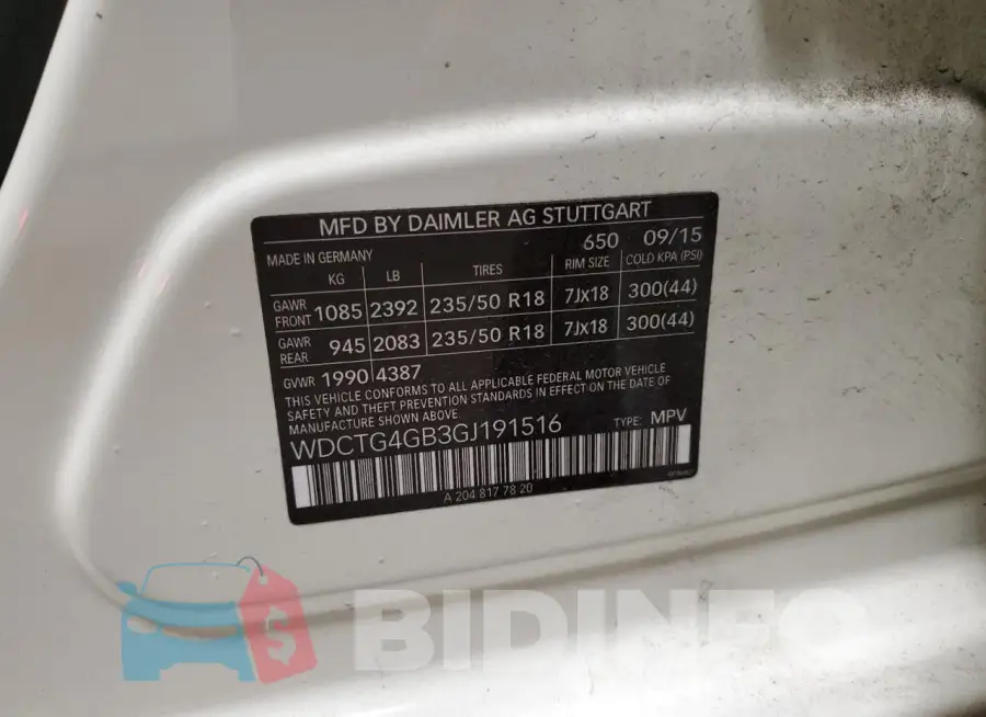 WDCTG4GB3GJ191516 Photo# 12