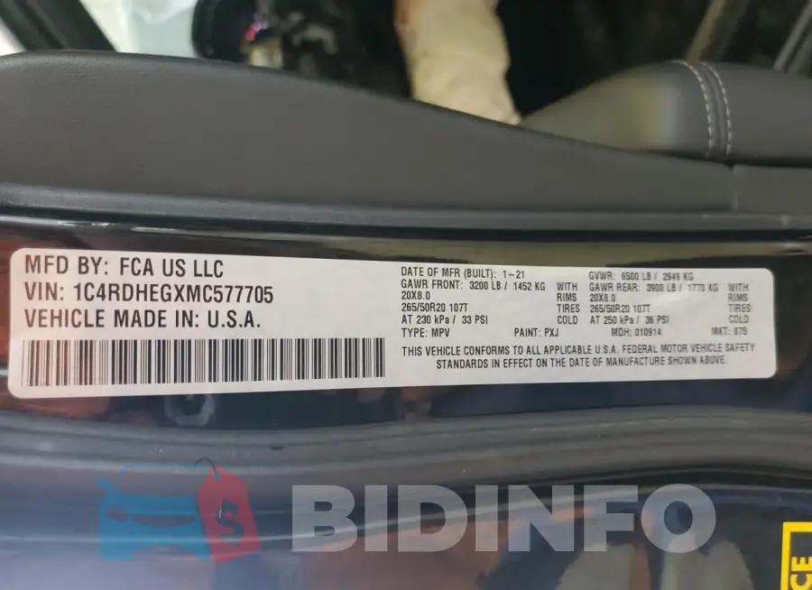 1C4RDHEGXMC577705 Photo# 14