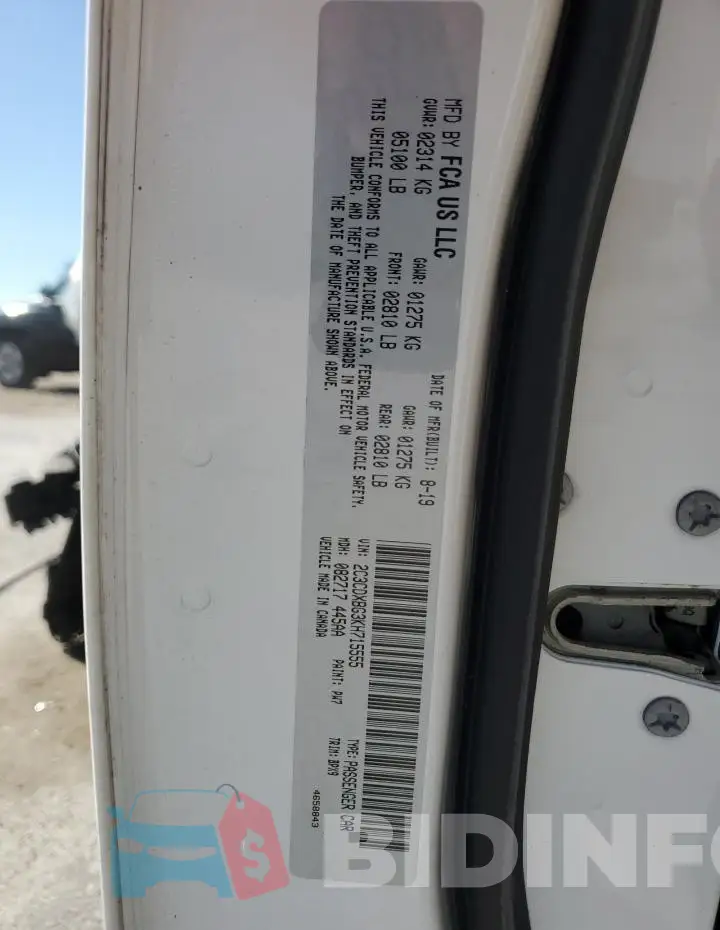 2C3CDXBG3KH715555 Photo# 13