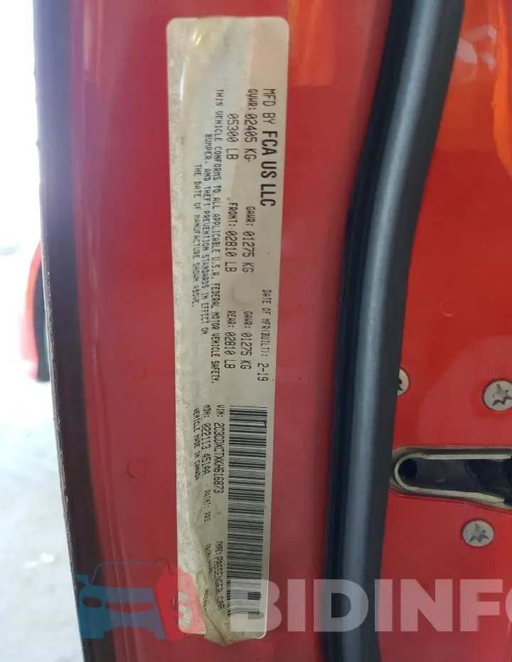 2C3CDXCTXKH616873 Photo# 12