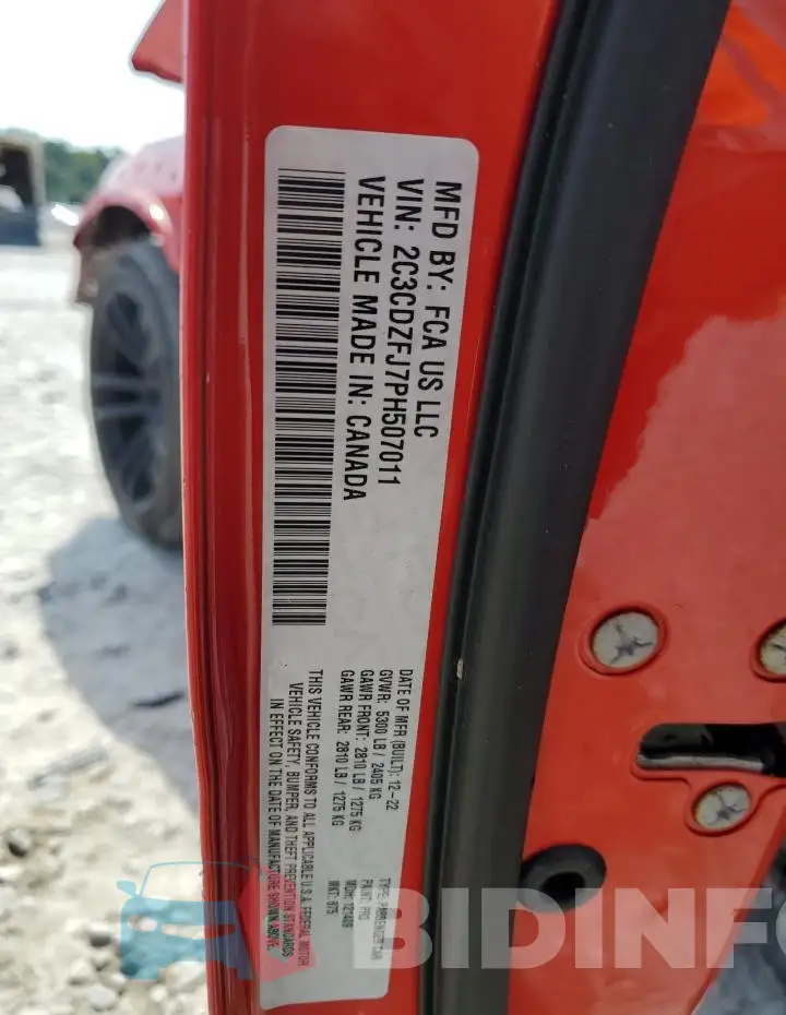 2C3CDZFJ7PH507011 Photo# 13