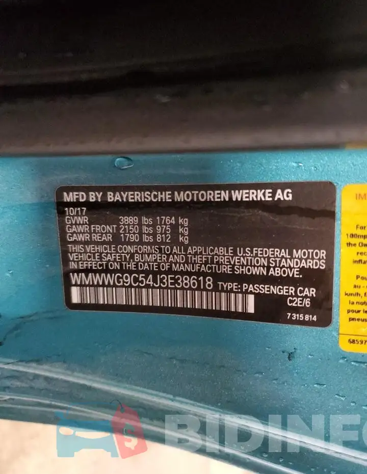 WMWWG9C54J3E38618 Photo# 12