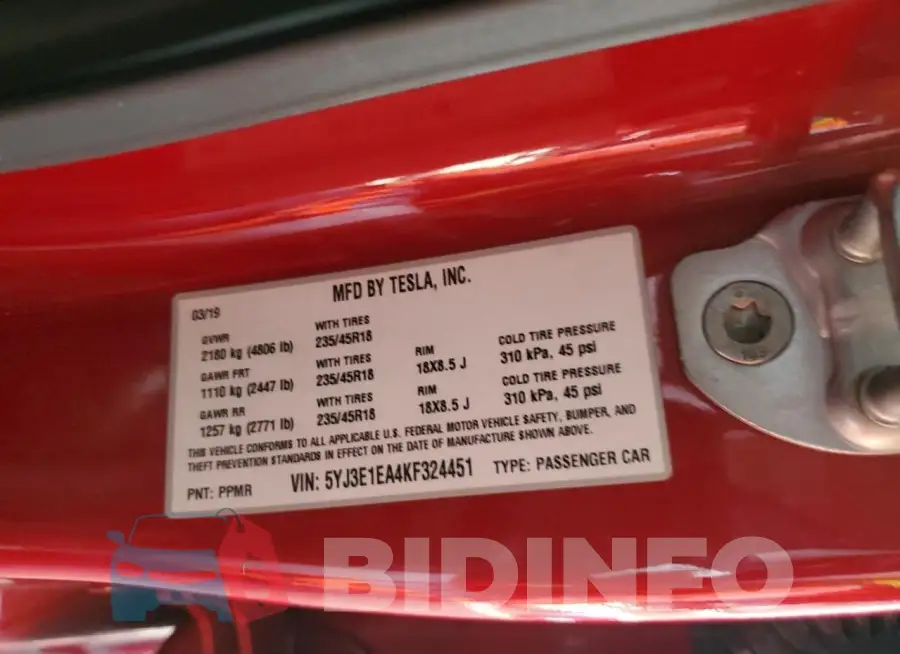 5YJ3E1EA4KF324451 Photo# 12