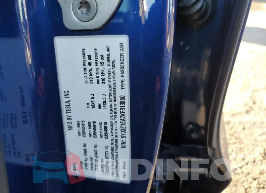 5YJ3E1EA7KF313850 Photo# 13