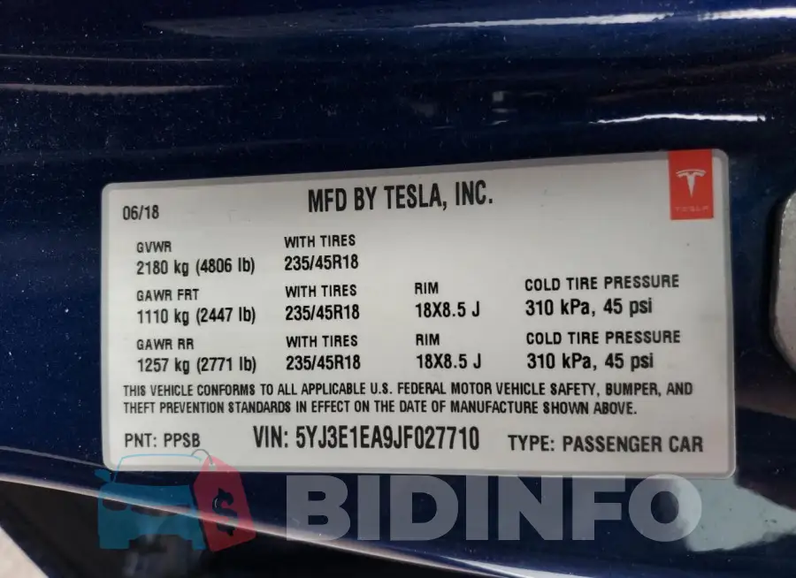 5YJ3E1EA9JF027710 Photo# 12