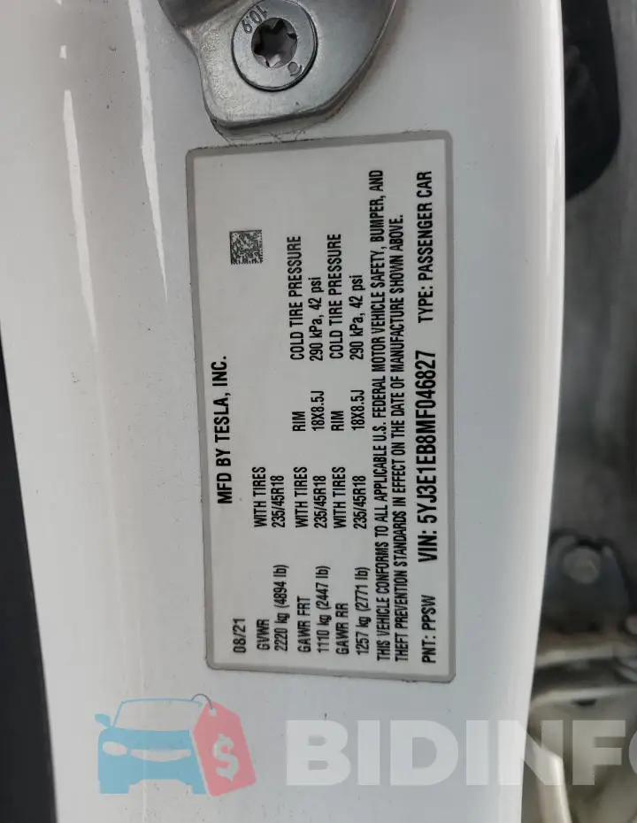 5YJ3E1EB8MF046827 Photo# 12