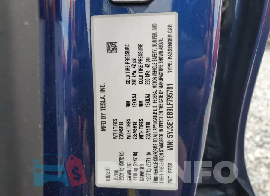 5YJ3E1EB9LF795781 Photo# 12