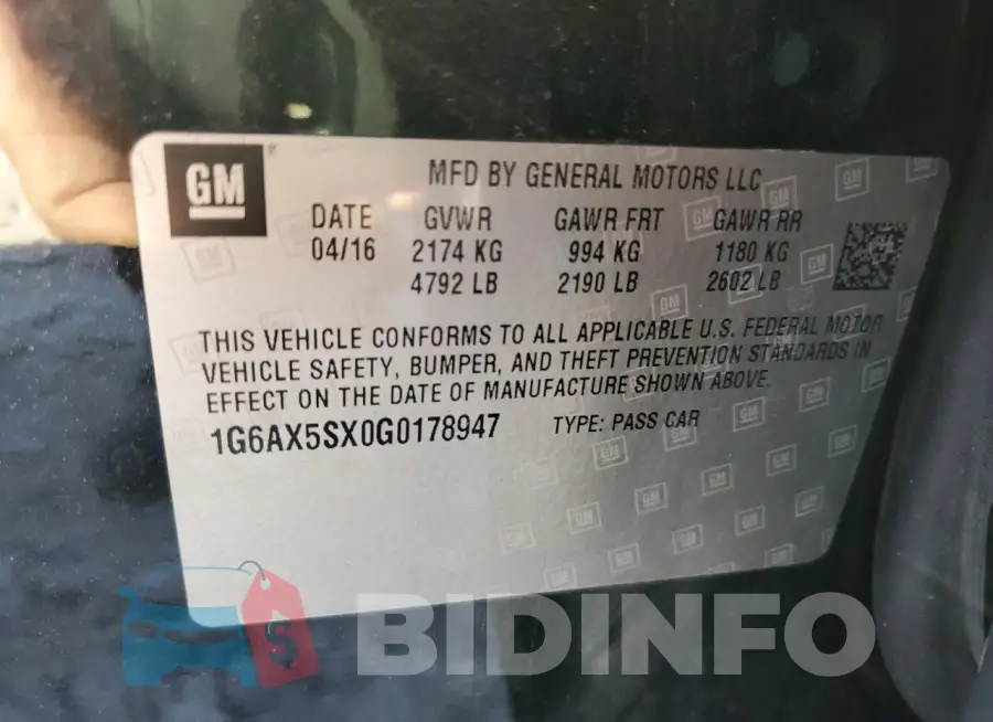 1G6AX5SX0G0178947 Photo# 12