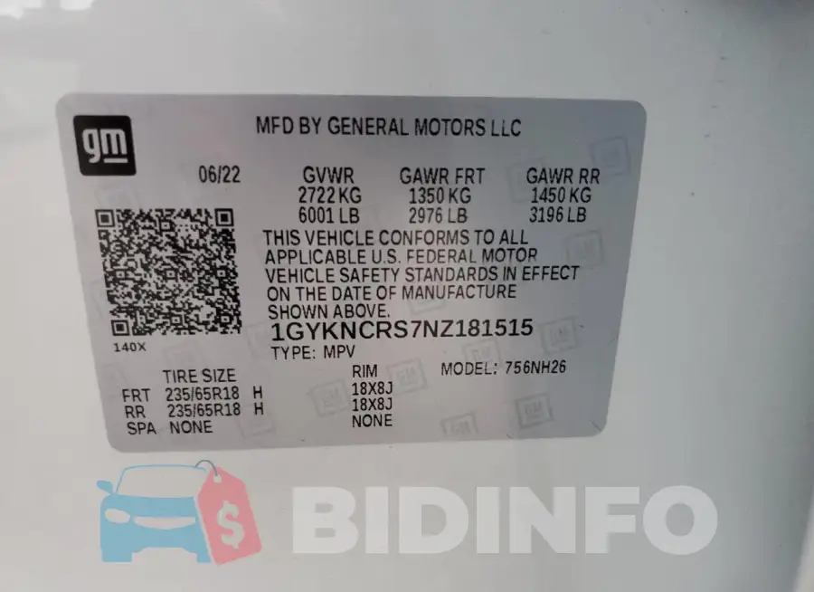 1GYKNCRS7NZ181515 Photo# 12