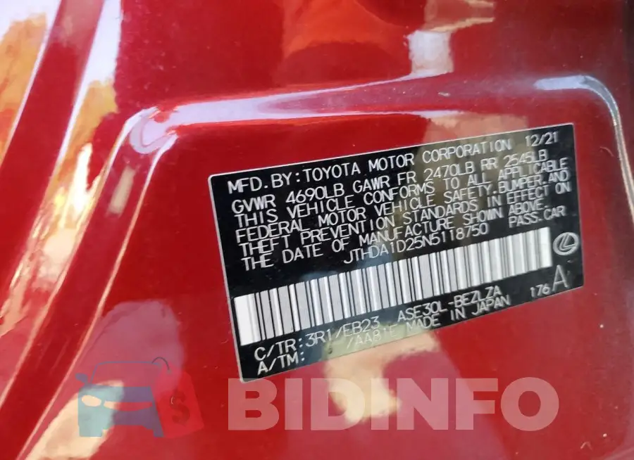 JTHDA1D25N5118750 Photo# 12