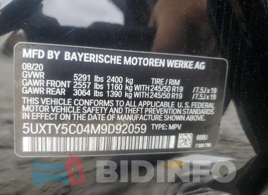 5UXTY5C04M9D92059 Photo# 13
