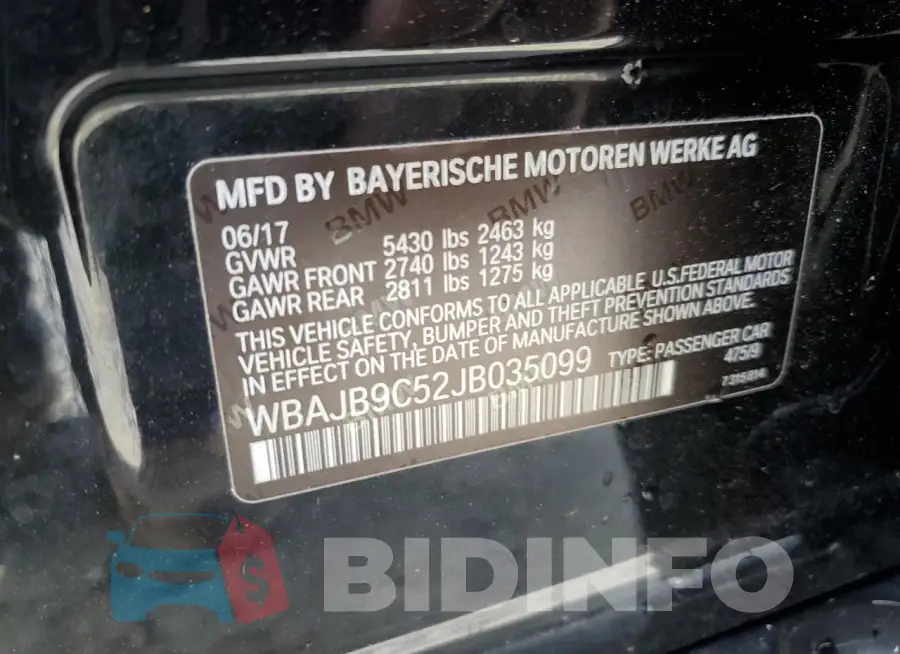 WBAJB9C52JB035099 Photo# 12