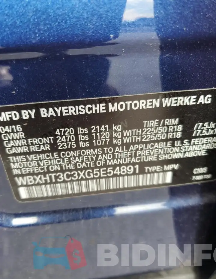 WBXHT3C3XG5E54891 Photo# 12