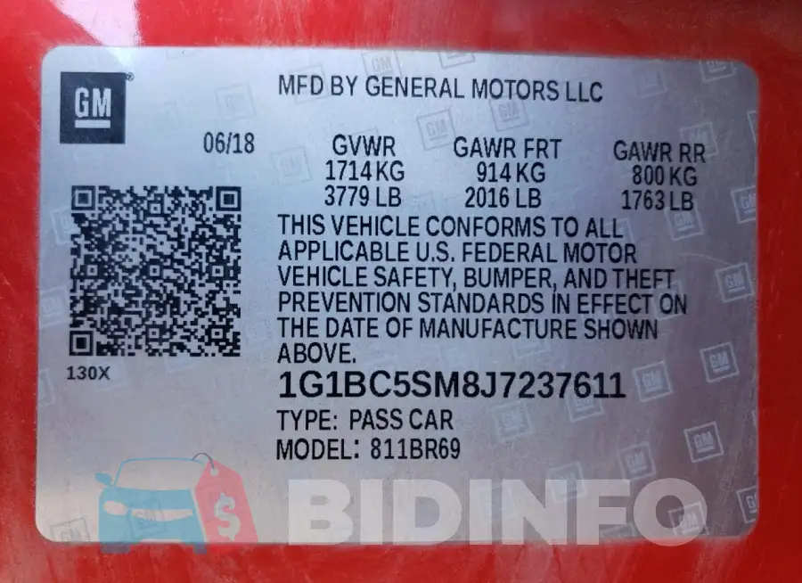 1G1BC5SM8J7237611 Photo# 12