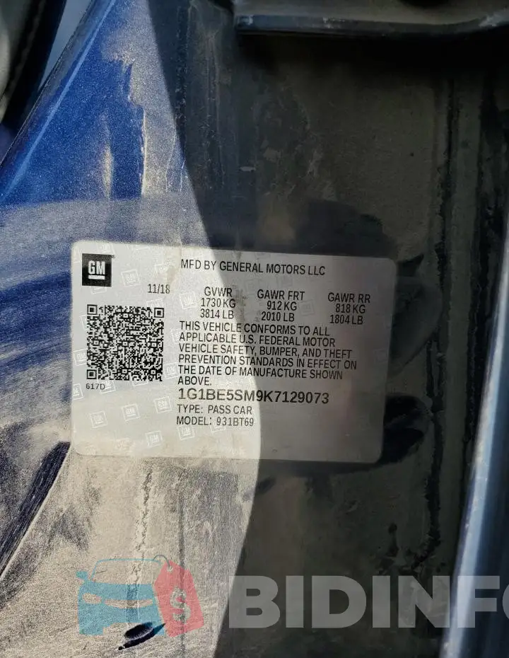 1G1BE5SM9K7129073 Photo# 12