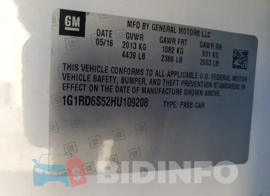1G1RD6S52HU109208 Photo# 13