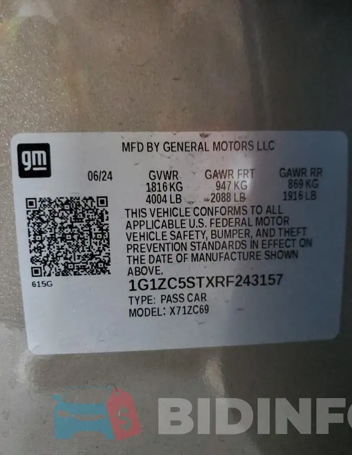 1G1ZC5STXRF243157 Photo# 12