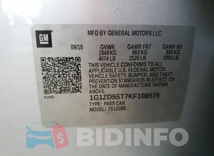 1G1ZD5ST7KF108575 Photo# 12