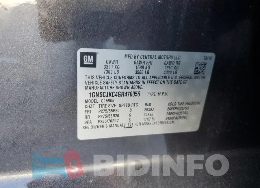 1GNSCJKC4GR470056 Photo# 14