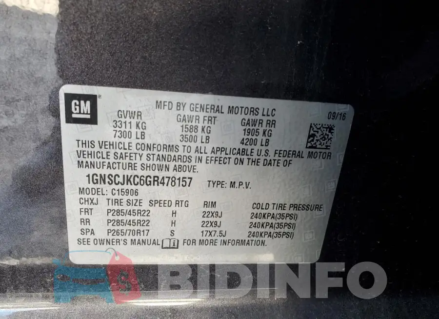 1GNSCJKC6GR478157 Photo# 13