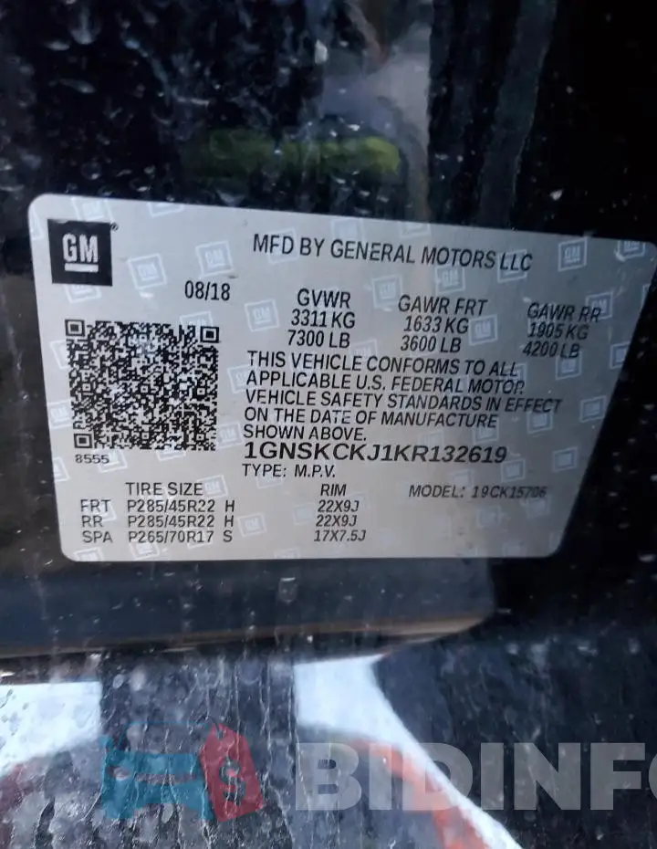 1GNSKCKJ1KR132619 Photo# 13