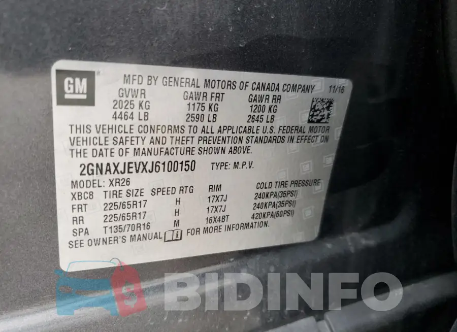 2GNAXJEVXJ6100150 Photo# 13