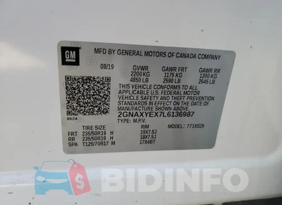 2GNAXYEX7L6136987 Photo# 13