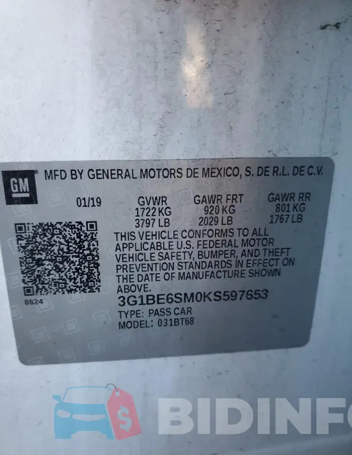3G1BE6SM0KS597653 Photo# 13