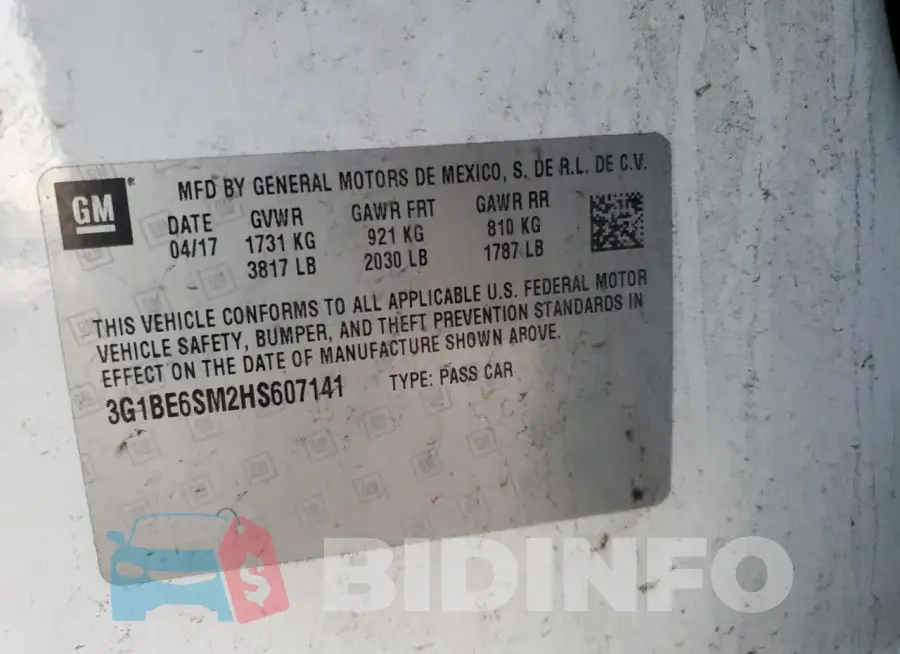3G1BE6SM2HS607141 Photo# 12