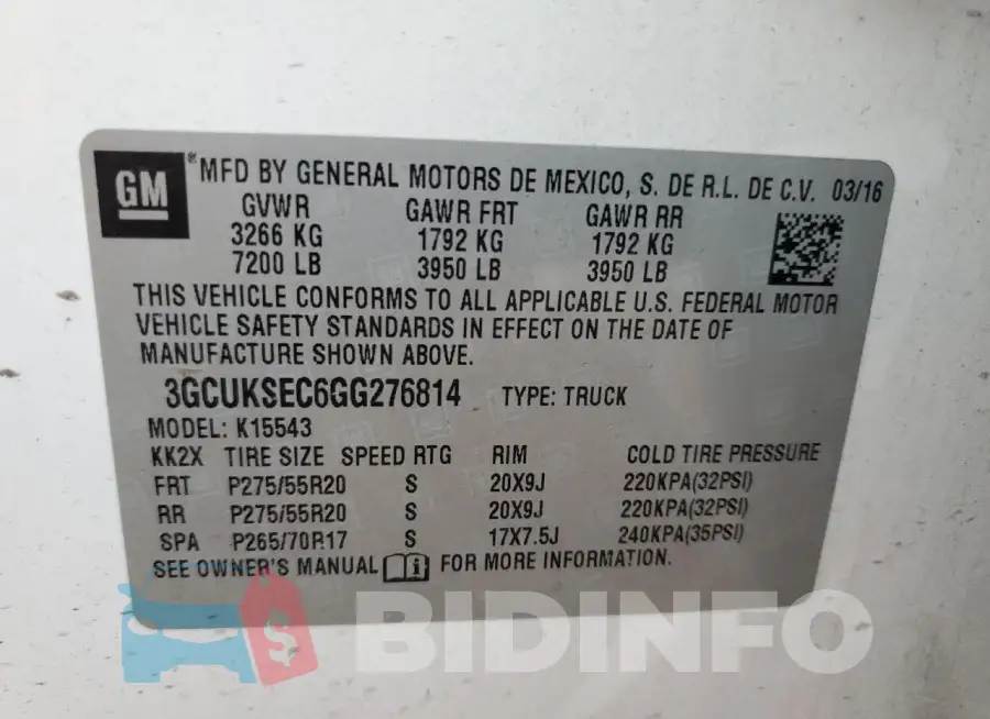 3GCUKSEC6GG276814 Photo# 13