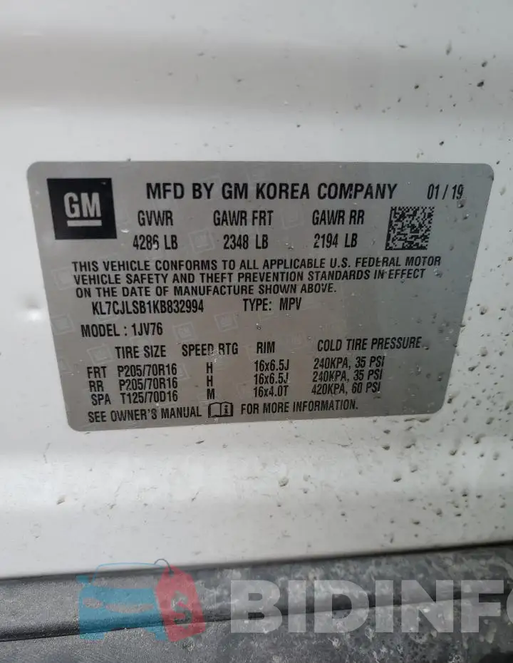 KL7CJLSB1KB832994 Photo# 13