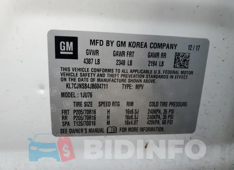 KL7CJNSB4JB604711 Photo# 13
