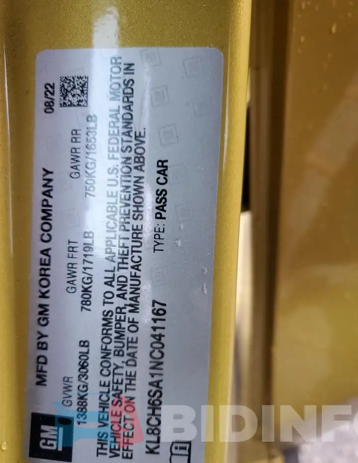 KL8CH6SA1NC041167 Photo# 13