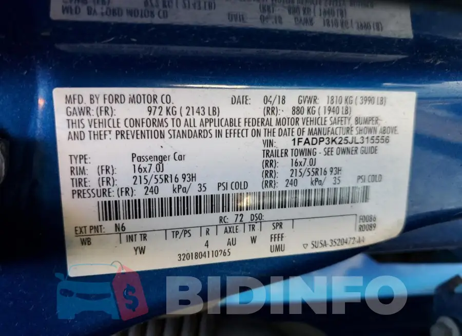 1FADP3K25JL315556 Photo# 12