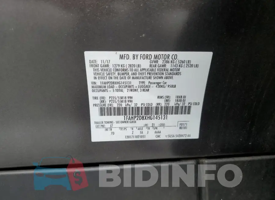 1FAHP2D8XHG145131 Photo# 12
